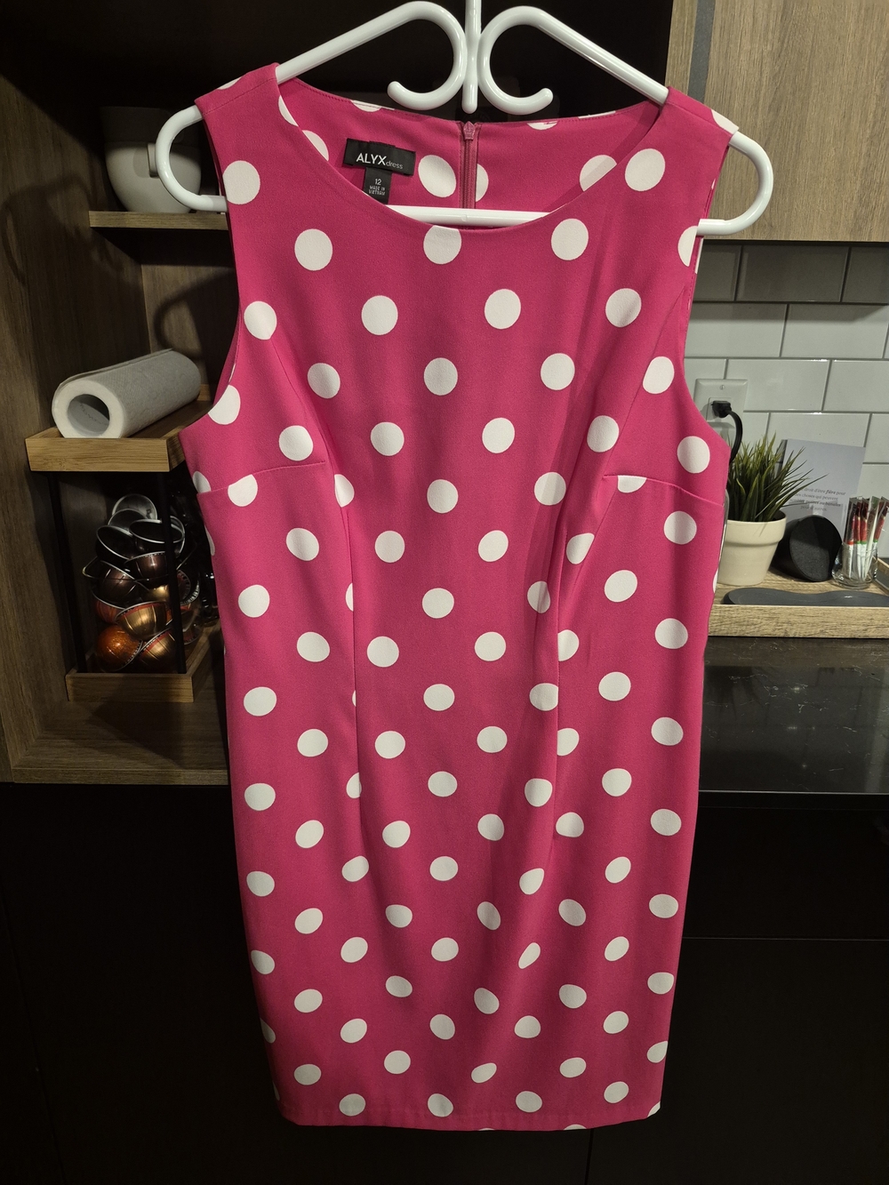 ALYX Hot Pink Polka Dot Midi Sheath Dress